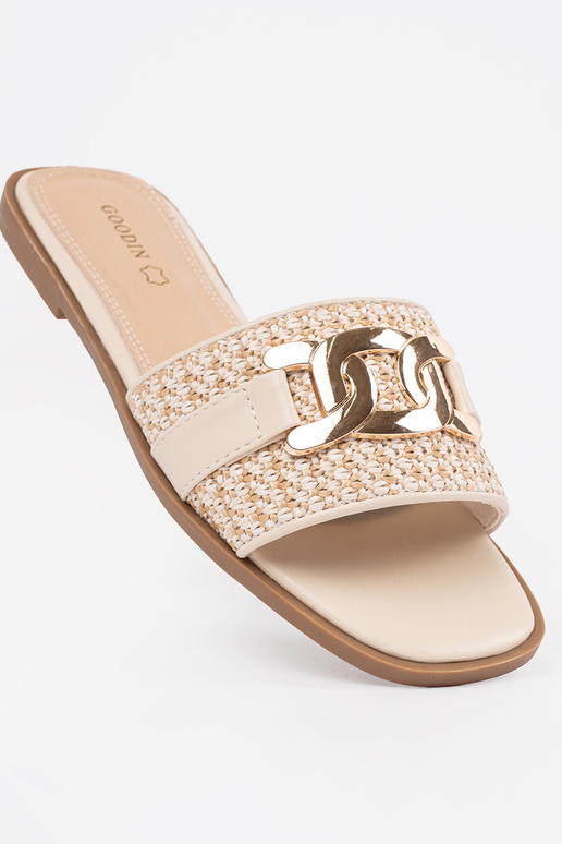 beige slippers Inomens Inith a gold...