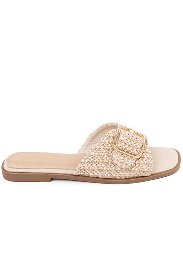 Slippers In beige-białą...