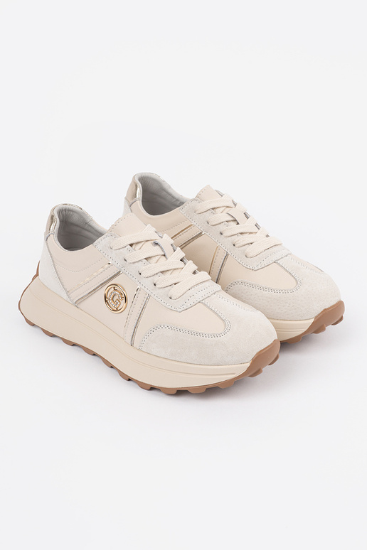 beige Sneakers leather on a thick sole beige Sneakers leather on a thick sole