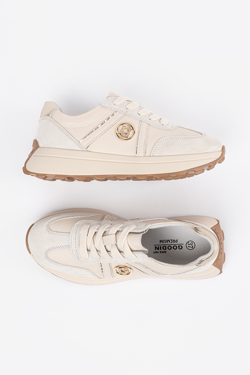 beige Sneakers leather on a thick sole beige Sneakers leather on a thick sole