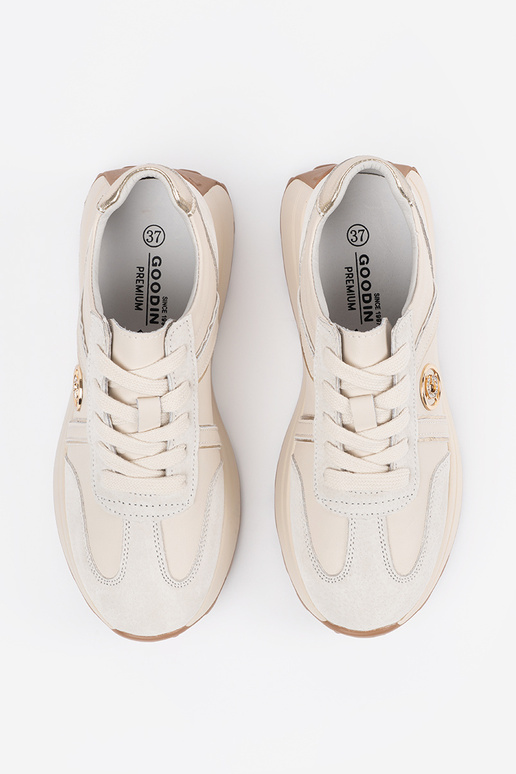 beige Sneakers leather on a thick sole beige Sneakers leather on a thick sole