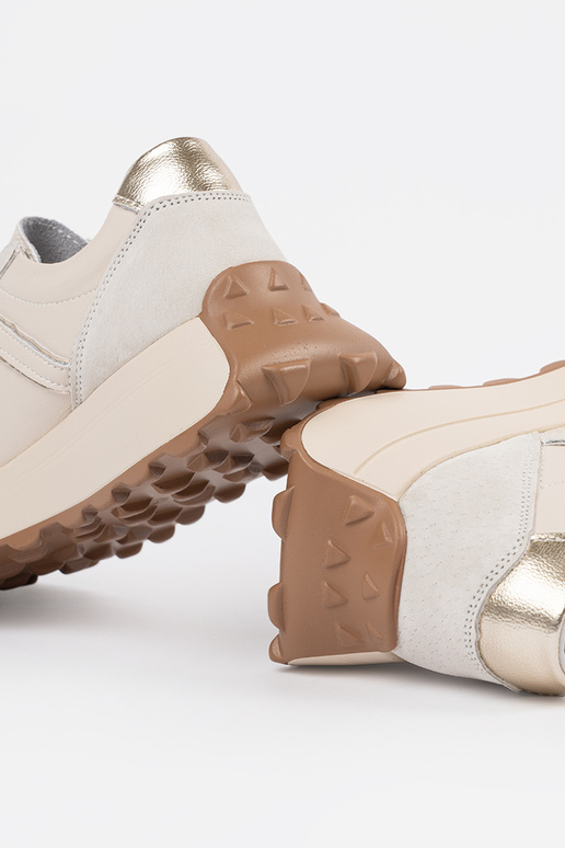 beige Sneakers leather on a thick sole beige Sneakers leather on a thick sole