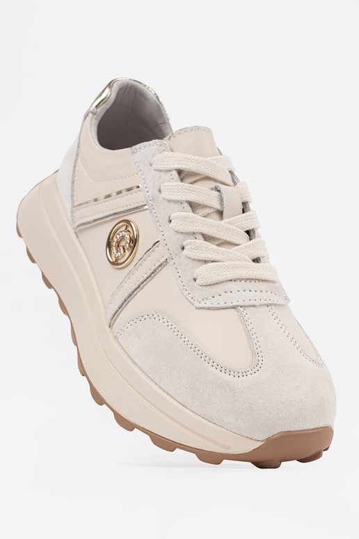 Beżowe sneakersy skórzane na grubej... Beżowe sneakersy skórzane na grubej...