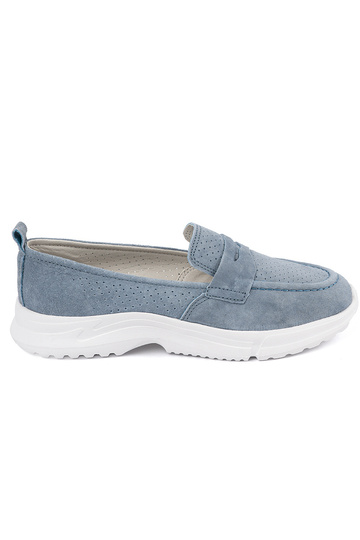 Leather blue INomens moccasins