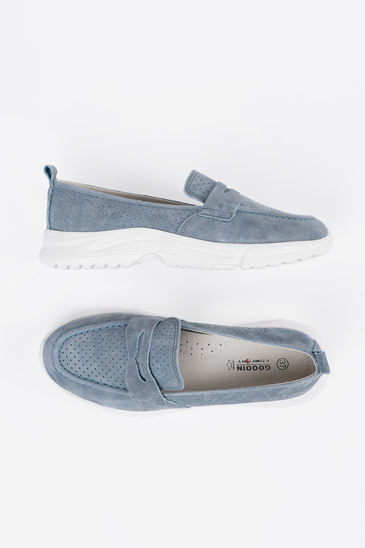 Leather blue INomens moccasins