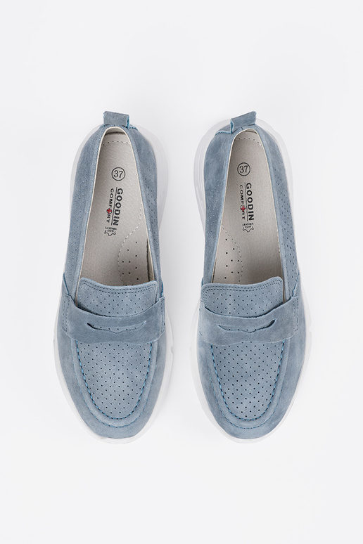 Leather blue INomens moccasins