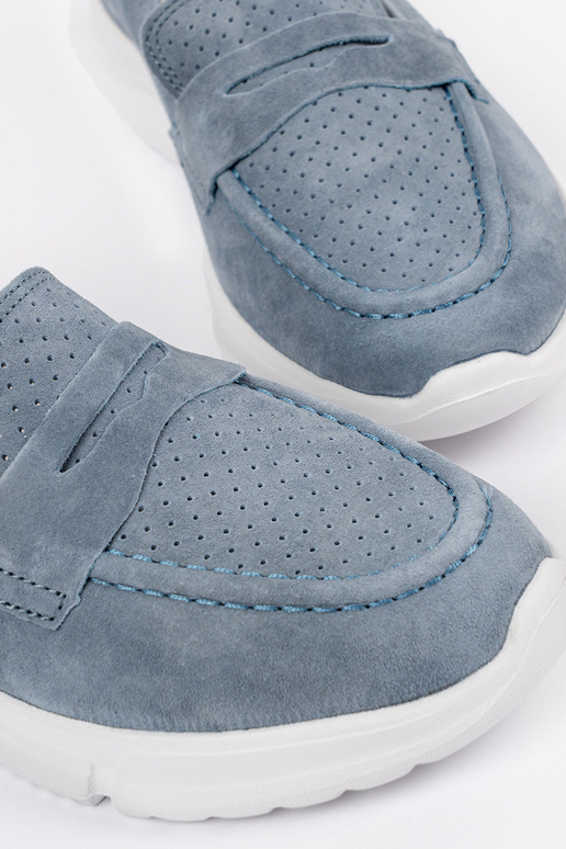 Leather blue INomens moccasins