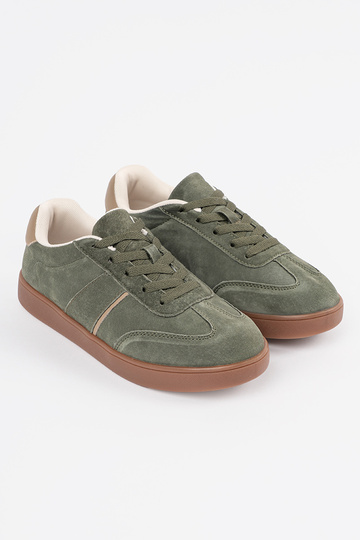 Zamszowe zielone sneakersy... 2