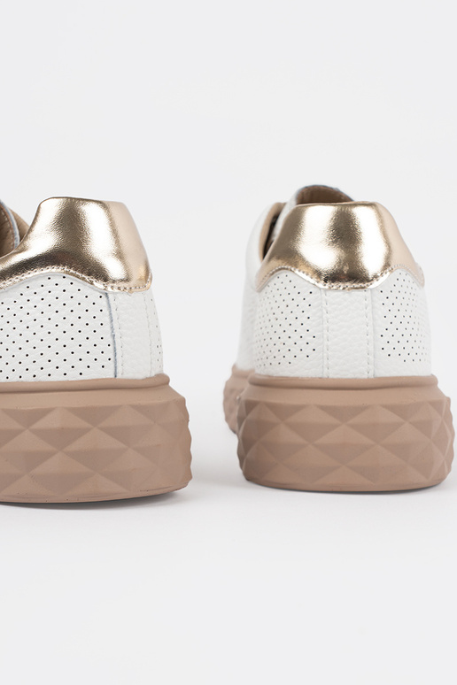 Biało-beżowe sneakersy z przypinką... Biało-beżowe sneakersy z przypinką...