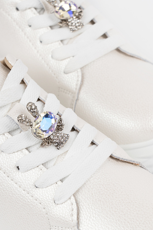 INhite-silver Sneakers z przypinką...