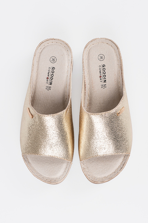 INomens slippers golden Inith platform