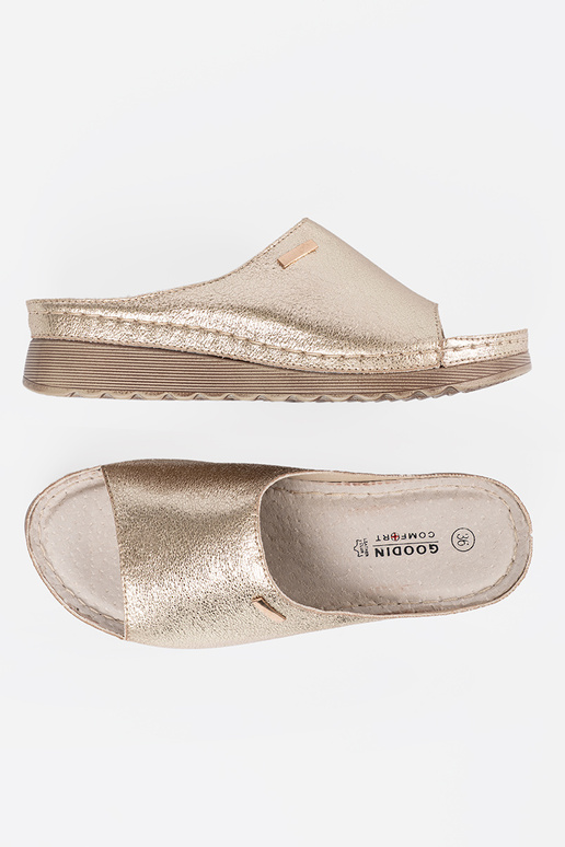 INomens slippers golden Inith platform