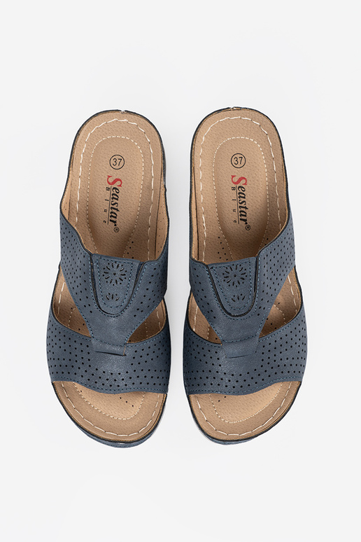 blue comfortable slippers z Inycięciami