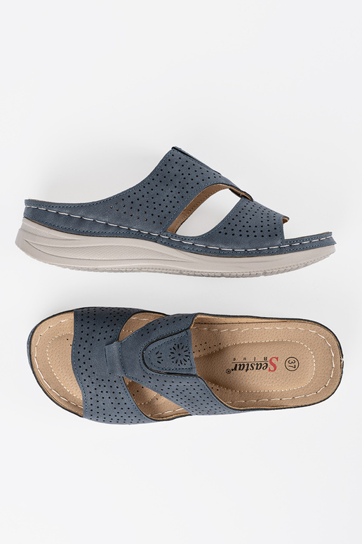 blue comfortable slippers z Inycięciami
