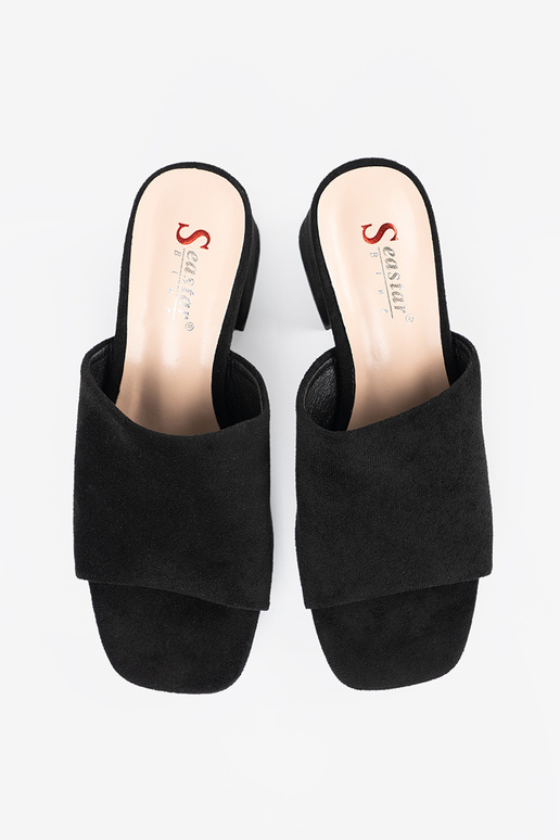 INomens black slippers on highheels
