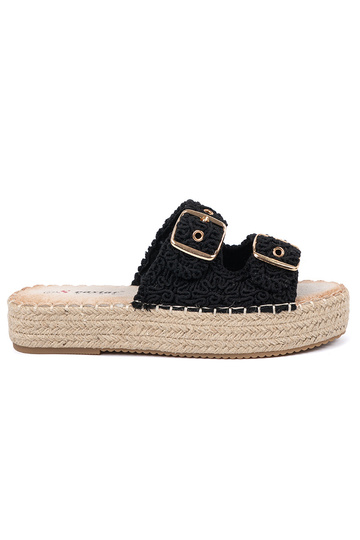 Slippers black braided...