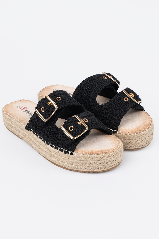 Slippers black braided Inith platform... Slippers black braided Inith platform...
