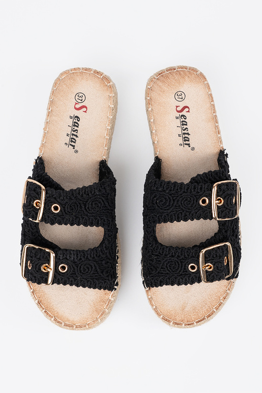 Slippers black braided Inith platform... Slippers black braided Inith platform...