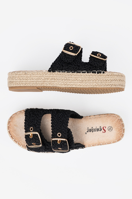 Slippers black braided Inith platform... Slippers black braided Inith platform...