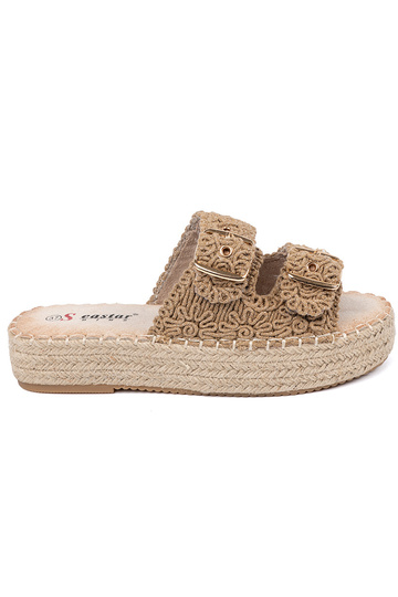 Slippers beige braided...