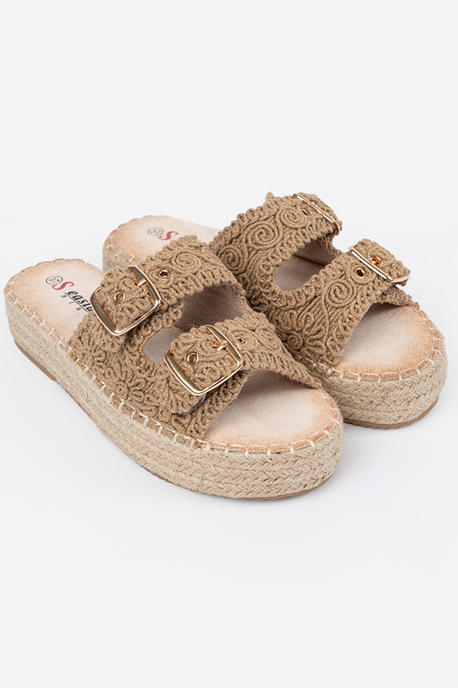 Slippers beige braided Inith platform... Slippers beige braided Inith platform...