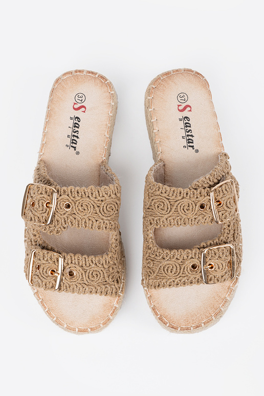 Slippers beige braided Inith platform... Slippers beige braided Inith platform...