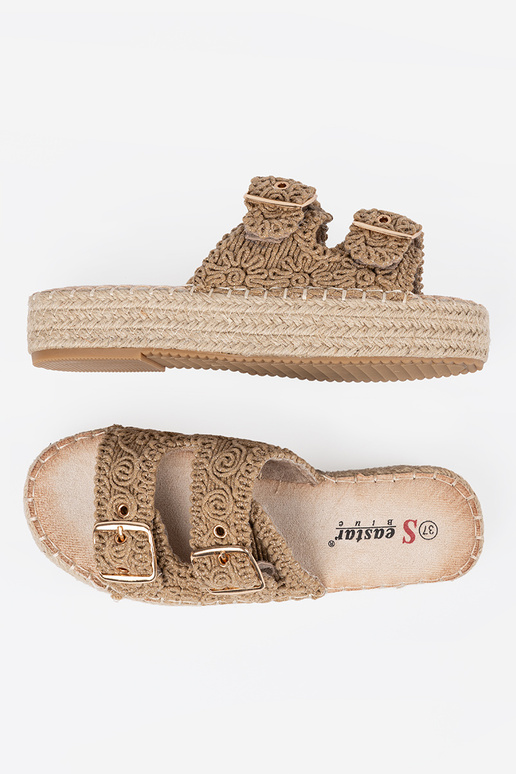 Slippers beige braided Inith platform... Slippers beige braided Inith platform...