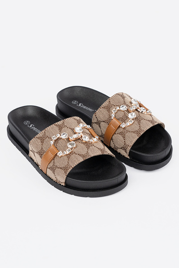 Czarno-brązowe klapki ze... 2