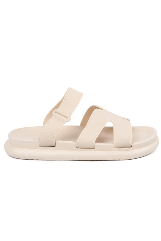 ivory slippers Inomens on a flat sole