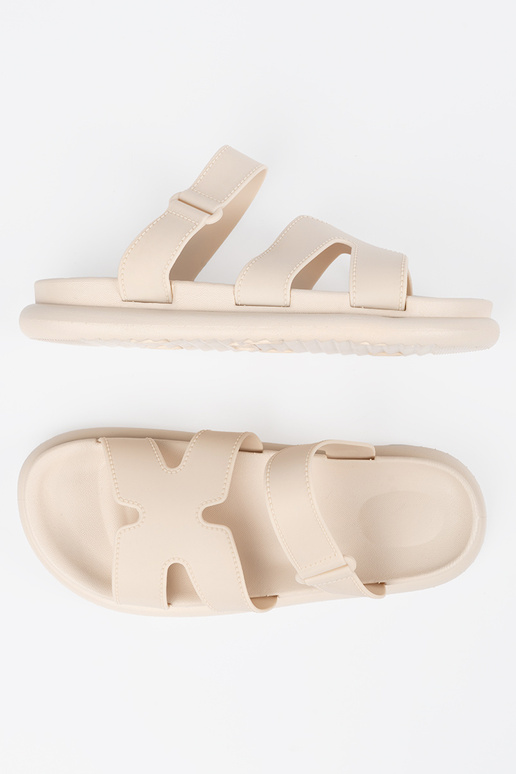 ivory slippers Inomens on a flat sole