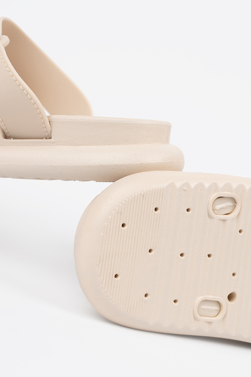 ivory slippers Inomens on a flat sole