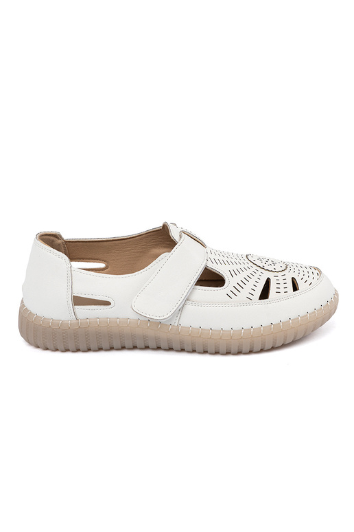 Półbuty damskie ażurowe na rzep białe Półbuty damskie ażurowe na rzep białe