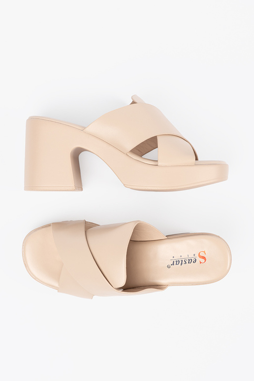 beige slippers on the heel beige slippers on the heel