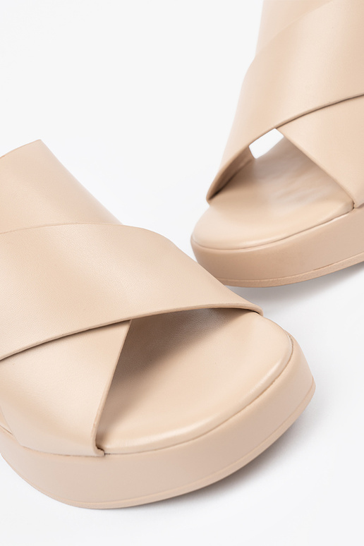 beige slippers on the heel beige slippers on the heel