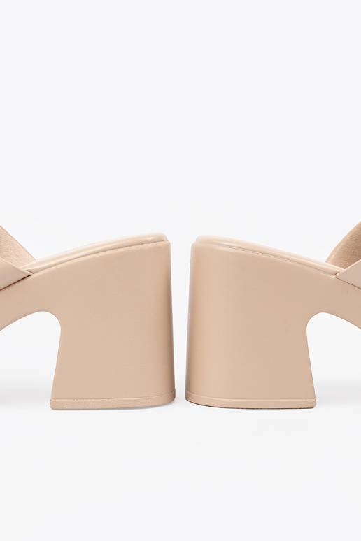 beige slippers on the heel beige slippers on the heel