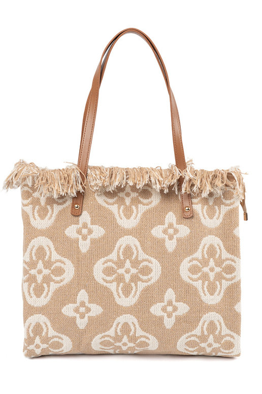 Handbag plażoIna on shoulder beige