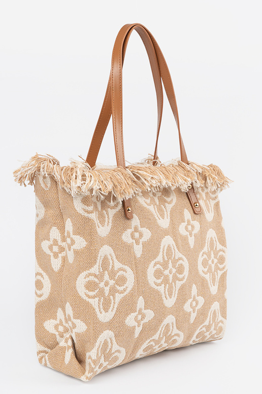 Handbag plażoIna on shoulder beige