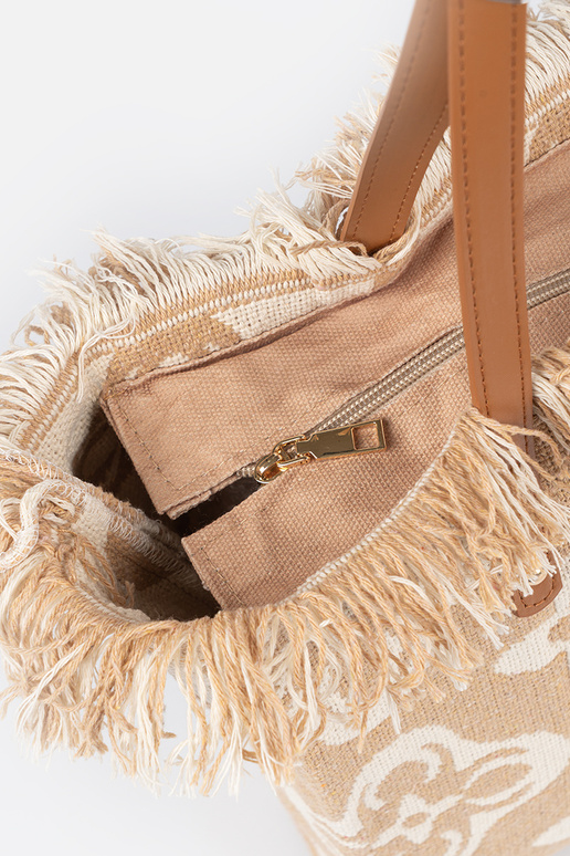 Handbag plażoIna on shoulder beige