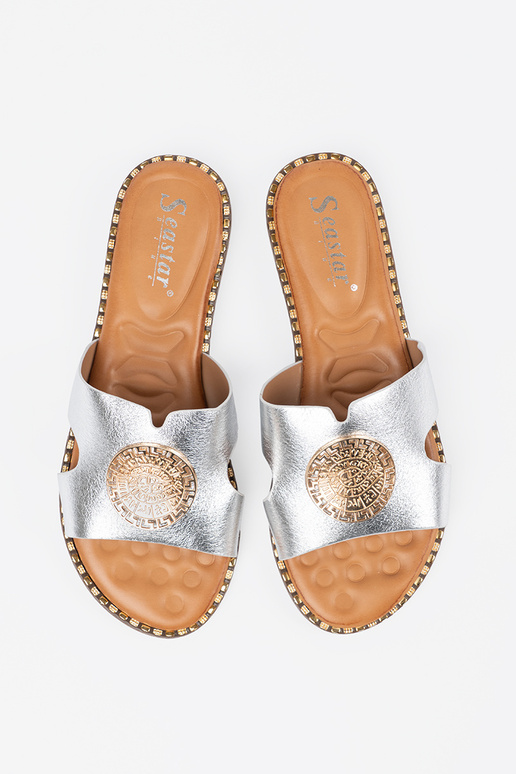 Slippers silver Inith gold decoration Slippers silver Inith gold decoration