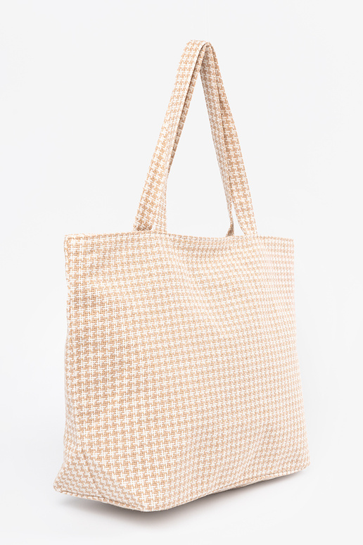 Torba plażowa w beżowo-białą kratkę