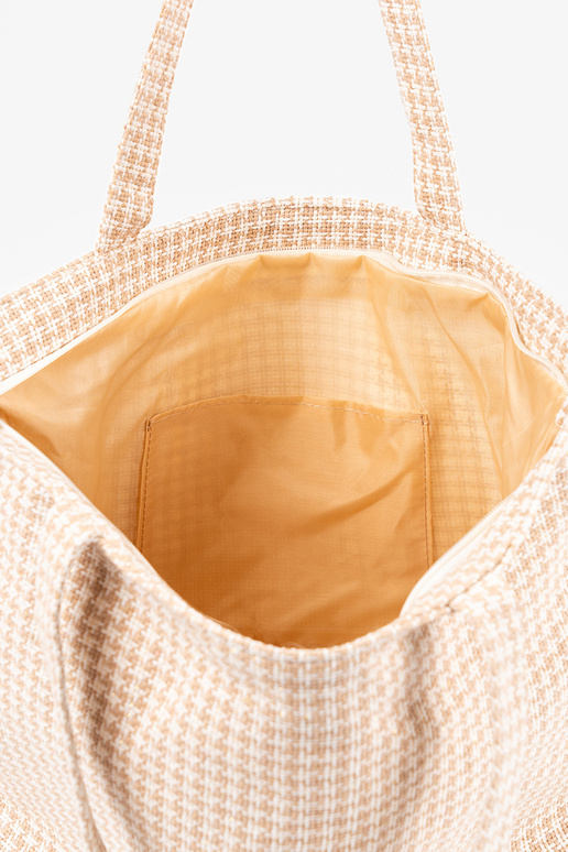 Torba plażowa w beżowo-białą kratkę