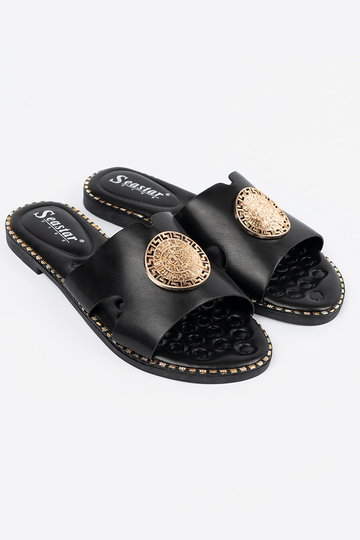 Slippers black Inith gold... 2