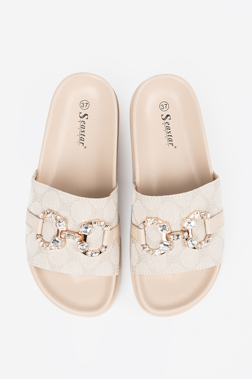 ivory slippers ze zdobieniem