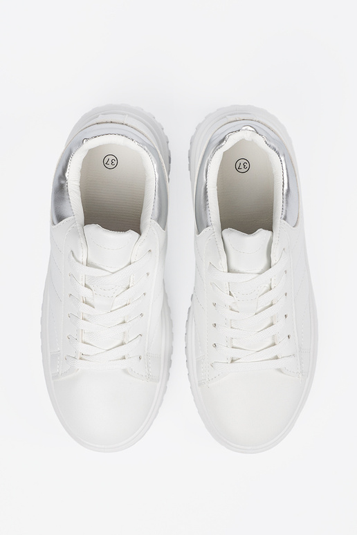 INhite color Sneakers ze silvermi...