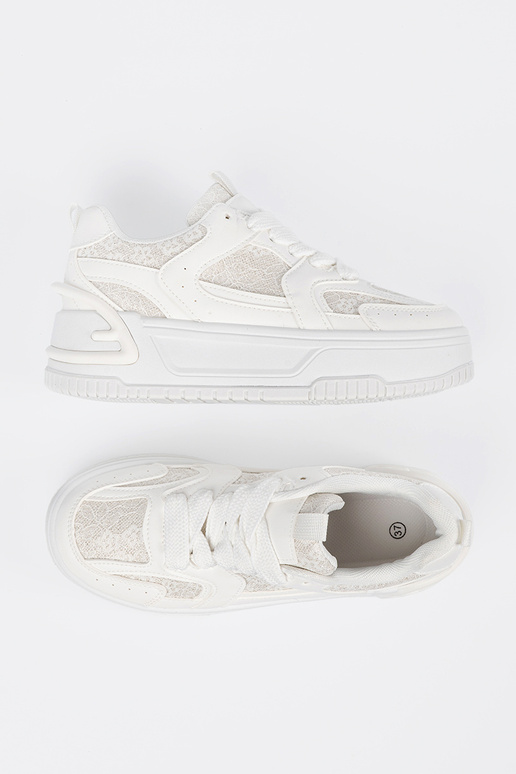 Sneakersy d msk s krajkou b l 