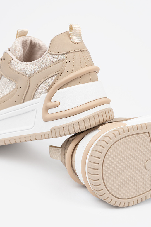 Sneakersy damskie z koronką beżowe