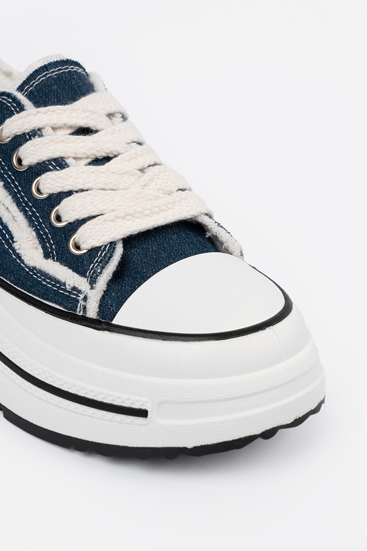 Granatowe trampki damskie z białymi...