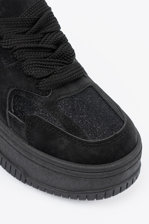 Sneakersy damskie z koronką czarne