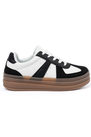 Czarno-białe sneakersy na...
