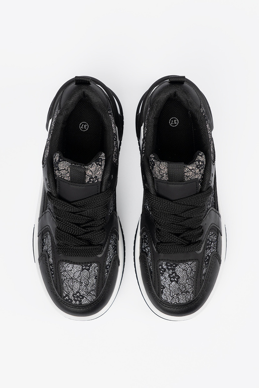 Sneakersy damskie z koronką czarno-białe